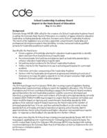 School Leadership Academy Board report to the State Board of Education, May 11-12, 2011