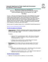 New source performance standards for stationary compression ignition internal combustion engines : 40 CFR Part 60 (NSPS), subpart IIII- final publication July 11, 2006 fact sheet