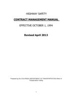 Highway safety contract management manual