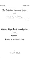 Western slope fruit investigation, 1906. Report, field horticulturist