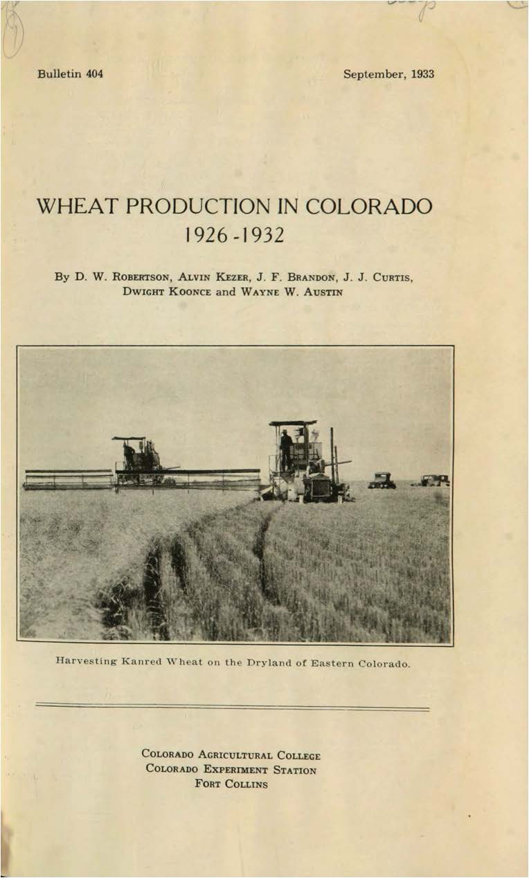 Wheat production in Colorado, 1926-1932