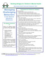 Managing challenging behaviors in the general education classroom