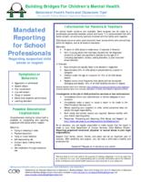 Mandated reporting for school professionals regarding suspected child abuse or neglect