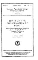 Hints on the conservation of food : some practical suggestions which may be put to use immediately by the patriotic housewife who desires to "do her bit"