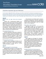 Transition, important ages and milestones