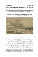 Dryland fattening rations for lambs : progress report of livestock feeding experiment 1932