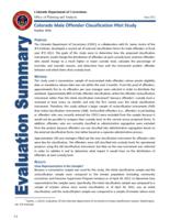 Colorado male offender classification pilot study: phase I