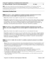 Colorado Commission on Criminal and Juvenile Justice, Sex Offense/Offender Task Force recommendations FY 2011