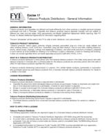 Tobacco products distributors general information