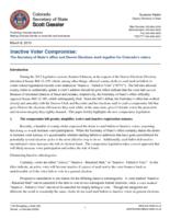 Inactive voter compromise : the Secretary of State's office and Denver Elections work together for Colorado's voters