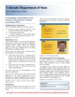 Voting rights of individuals in the custody of the Division of Youth Corrections (DYC) : quick reference guide