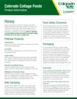Colorado cottage foods product information. Honey