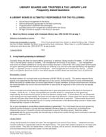 Library boards and trustees & the library law frequently asked questions