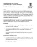 Evaluation of Nelson Tunnel, Commodore waste rock site Creede, Mineral County, Colorado