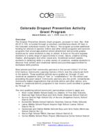 Colorado Dropout Prevention Activity Grant program