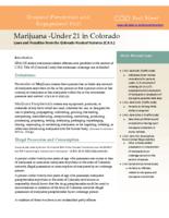 Marijuana, under 21 in Colorado : laws and penalties from the Colorado Revised Statutes (C.R.S.)