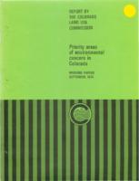 Priority areas of environmental concern in Colorado : working papers, September, 1974