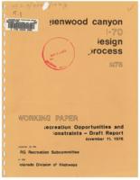 Working paper, recreation opportunities and constraints - draft report