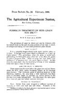 Formalin treatment of seed grain for smut