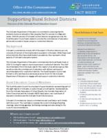 Supporting rural school districts : overview of the Colorado Rural Education Council