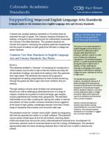 Supporting improved English language arts standards : a simple guide to the common core English language and literacy standards