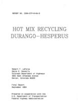 Hot mix recycling, Durango-Hesperus