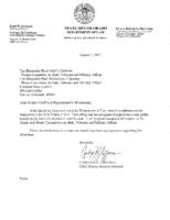 Annual compliance report of the Department of Law issued pursuant to 24-76.5-101 et seq., C.R.S., Restrictions on public benefits. August 1, 2007