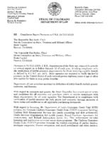 Annual compliance report of the Department of Law issued pursuant to 24-76.5-101 et seq., C.R.S., Restrictions on public benefits. January 15, 2015