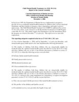 Child Mental Health Treatment Act, report to the General Assembly. 2006.