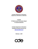 Annual performance report for special education. 2005