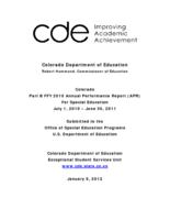 Annual performance report for special education. 2010-11