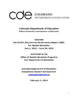 Annual performance report for special education. 2012-13