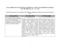 Collaborative Management Program executive report summary. 2007-08