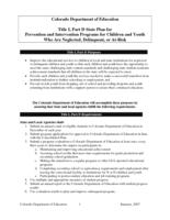 Title I, Part D state plan for prevention and intervention programs for children and youth who are neglected, delinquent, or at-risk