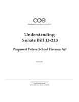 Understanding Senate bill 13-213, proposed future school finance act