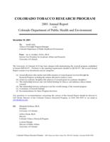 Annual report to the Colorado Department of Public Health and Environment. 2001