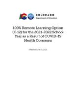 Remote learning options (K-12) for the 2021-2022 school year as a result of COVID-19 health concerns