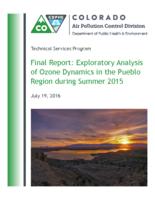 Exploratory analysis of ozone dynamics in the Pueblo region during summer 2015