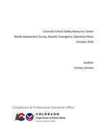 Colorado School Safety Resource needs assessment survey results, emergency operation plans