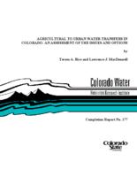 Agricultural to urban water transfers : an assessment of the issues and options