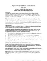 Report on regional library service systems 2003-2004