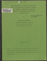 Survey and analysis of existing information on reptiles and amphibians in northwest Colorado, and a summary of amphibian and reptilian responses to environmental contamination and modification