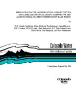 Irrigation water conservation : opportunities and limitations in Colorado : a report of the Agricultural Water Conservation Task Force