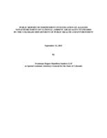 Public report of independent investigation of alleged non-enforcement of national ambient air quality standards by the Colorado Department of Public Health and Environment