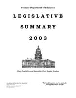 Legislative summary. 2003