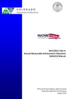 Title III annual measurable achievement objectives (AMAOs) manual. 2013-14
