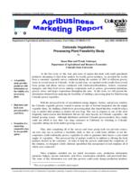 Colorado vegetables : processing plant feasibility study
