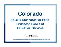 Colorado quality standards for early childhood care and education services