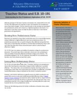 Teacher status and S.B. 10-191 : understanding the non-probationary implications of S.B. 10-191