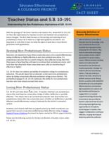 Teacher status and S.B. 10-191 : understanding the non-probationary implications of S.B. 10-191